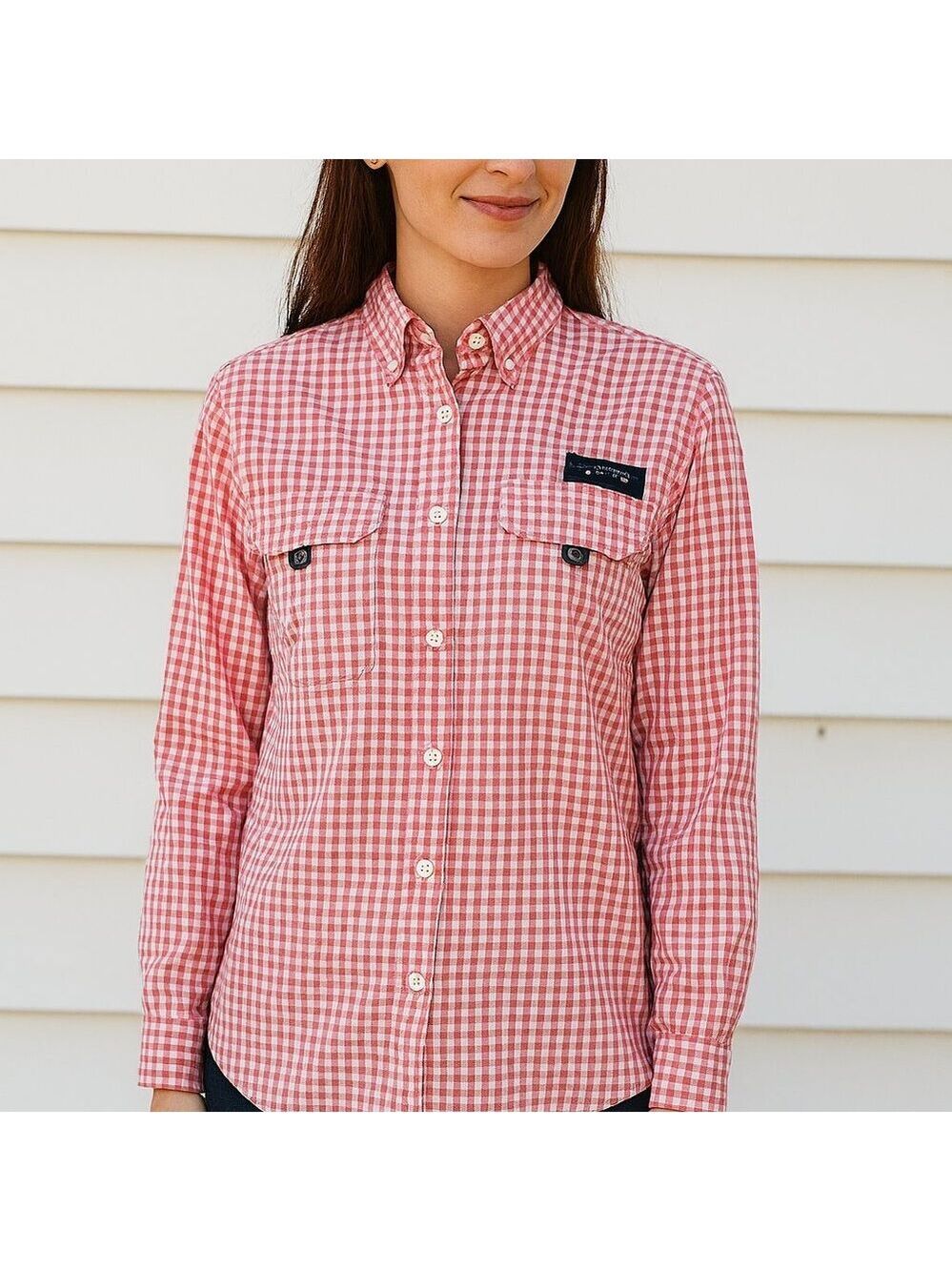 Simply Southern Pink Gingham Button-Up Shirt | Size Small